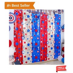 Vibrant 3.3×6.6ft Tinsel Foil Fringe Curtains – Perfect for Patriotic Events