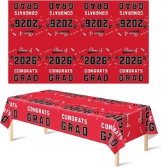 Graduation Party Tablecloth 2026 Red Plastic Class of 2026 Decorations