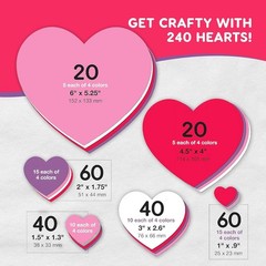 Heart Paper Cutouts – 240 Multi-Size Card Stock Hearts for Creative Crafting