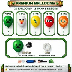 Pixel Birthday Party Decorations Party Supplies Set Including Backdrop Tableware