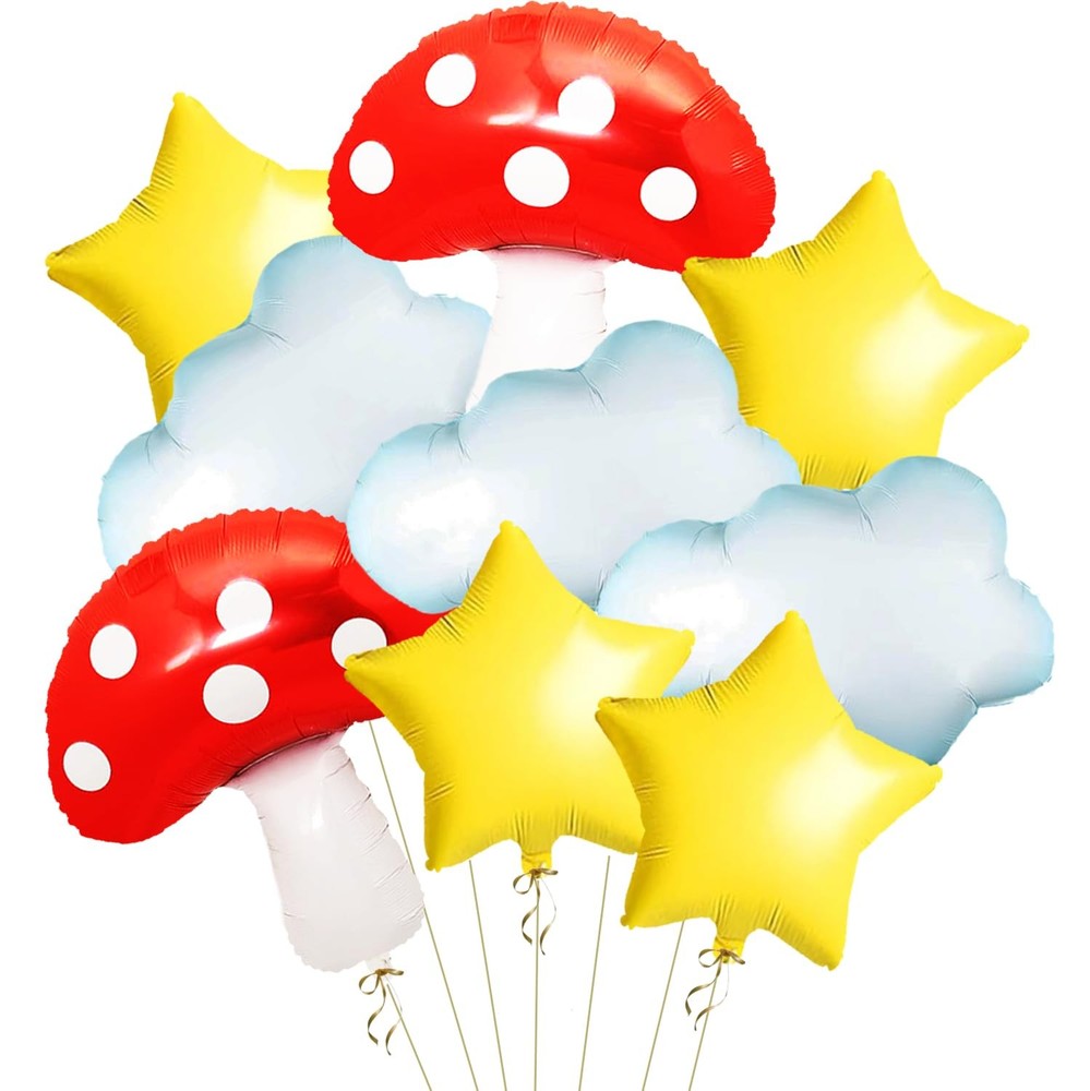 Video Game Theme Balloons Kit Cloud, , Super Star, White Red Yellow Foil Ball…