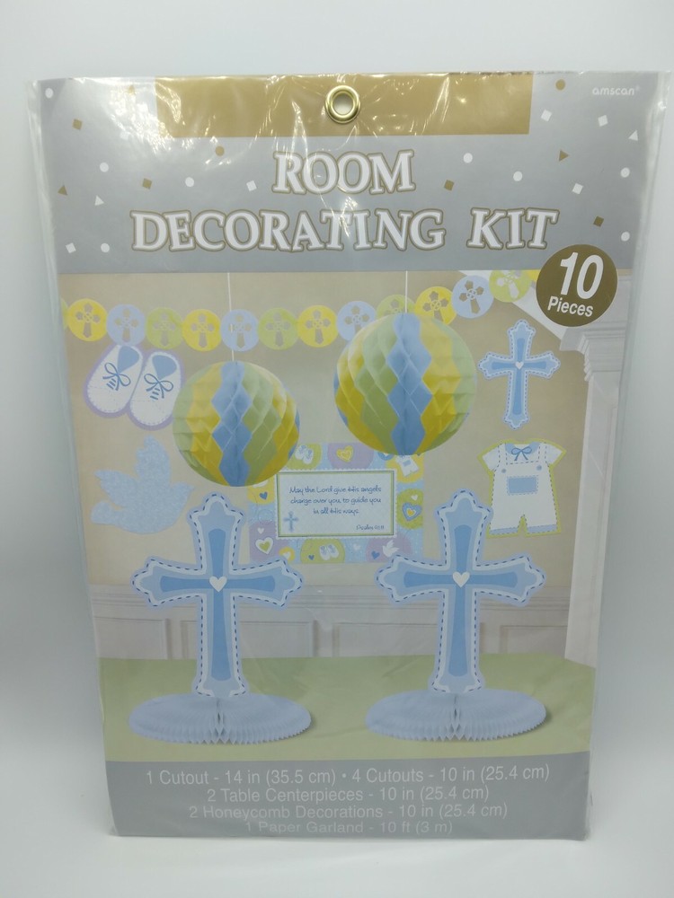 10-Pc Room Decorating Kit for Christening, Baptism or Religious Church Party New