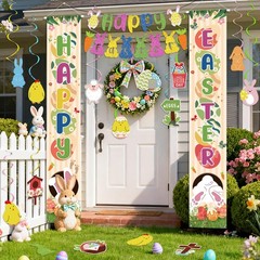Easter Decorations Happy Porch Banner Eggs Garland with Multicolor