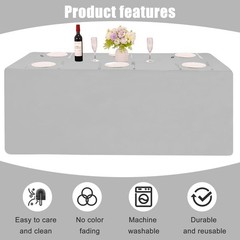 2 Pack Open Back Fitted Rectangle Tablecloths 72 x 30 Inch, Gray Table Clothe…