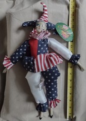 Patriotic Combo – 12″ Tinsel Puppy & 18″ Sugar Loaf Jester Clown Doll Plush