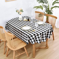 Wolkemer Farmhouse Oval Checkered Tablecloth 60×120 Black White Gingham