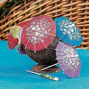 Paper Hibiscus Print Cocktail Parasols 144 count (12 dozen)