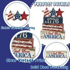 Versatile Independence Day Block Decoration – Wooden 1776 Table Centerpiece