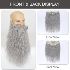 Long Curly Wizard Beard Men Full Fake Beard and Handlebar Mustache Cosplay Costu