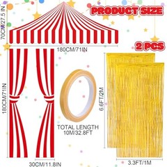 5 Pcs Carnival Circus Party Decorations Set Red White Circus Tent with Gold