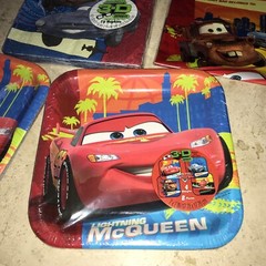 Disney Pixar Cars Hallmark 7″ Party plates 3-D Napkins Birthday Loot Bag Lot NOS