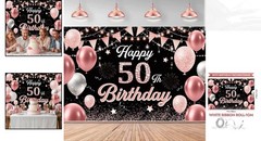 Elegant Pink 50th Birthday Banner – Cheerful Decor for Milestone Celebrations