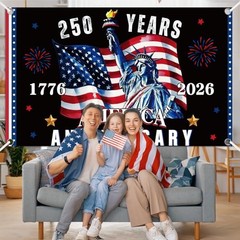 Anniversary Backdrop Decorations, 70 × 43 Inches 4th of July Party 250th