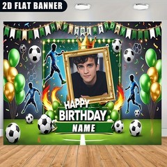 1pc 2D Vibrant Soccer Themed Personalized Birthday Banner Decoration Tapestry❀