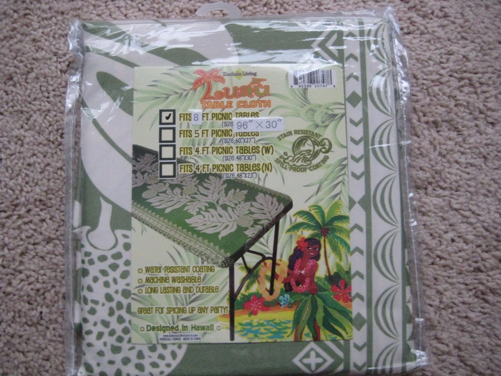 Hawaiian Fitted Picnic Tablecloth Fits 8 feet 96×30″ picnic table Luau party
