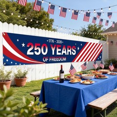 250th Anniversary Banner 138 x 20 Inch,250 Anniversary USA Flag Patriotic Dec…
