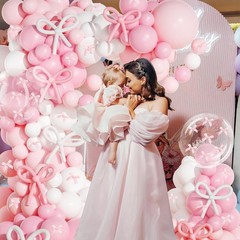 Coquette Balloons Set 199PCS, Pink Bow Garland, Bachelorette Party, Pink