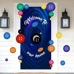 Button Party Decorations Button-Themed Door Cover Set with Removable PVC Stic…