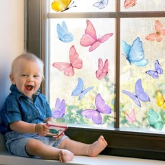 6 Sheets Spring Window Clings, Watercolor Butterfly Spring Decals, Removable Ant