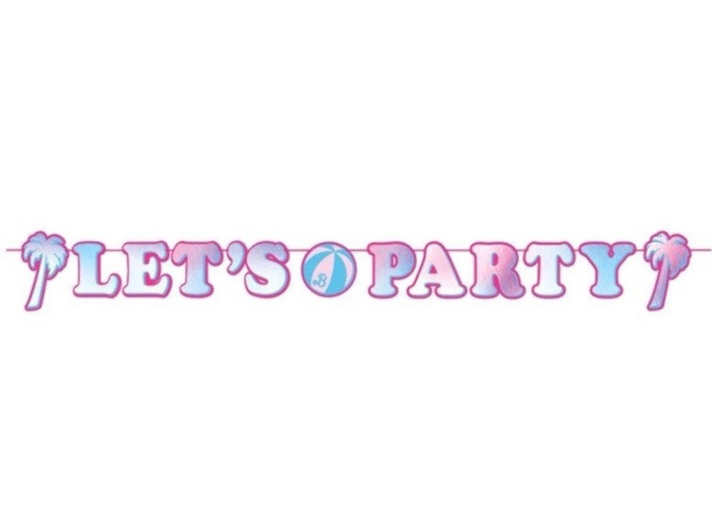 2x Barbie Happy Birthday Party Background Banner Metallic Silver, Pink 12 Ft