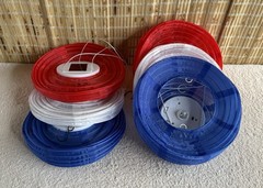 Red, White & Blue LED Vinyl Lanterns, Chinese / Japanese Hanging Paper Good Cond
