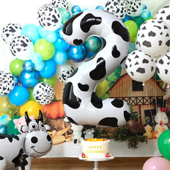 Cow Print Balloon Birthday Decorations Supplies,40 Inch Number 2 Balloon | Cowgi