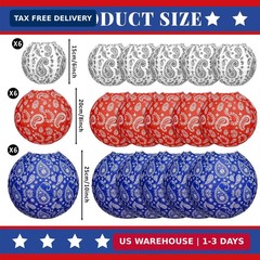 Baquler 18 Pcs 4th of July Decorations Paper Lanterns Paisley Patriotic Red Whit
