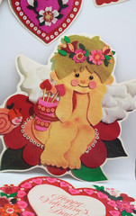 10-piece Set Valentines Diecut Cutouts 1979 Current Vintage Decoration Felt-Look
