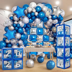 133 Pcs Graduation Decorations 2026 Kit Class of 2026 Blue Silver Balloons Arch