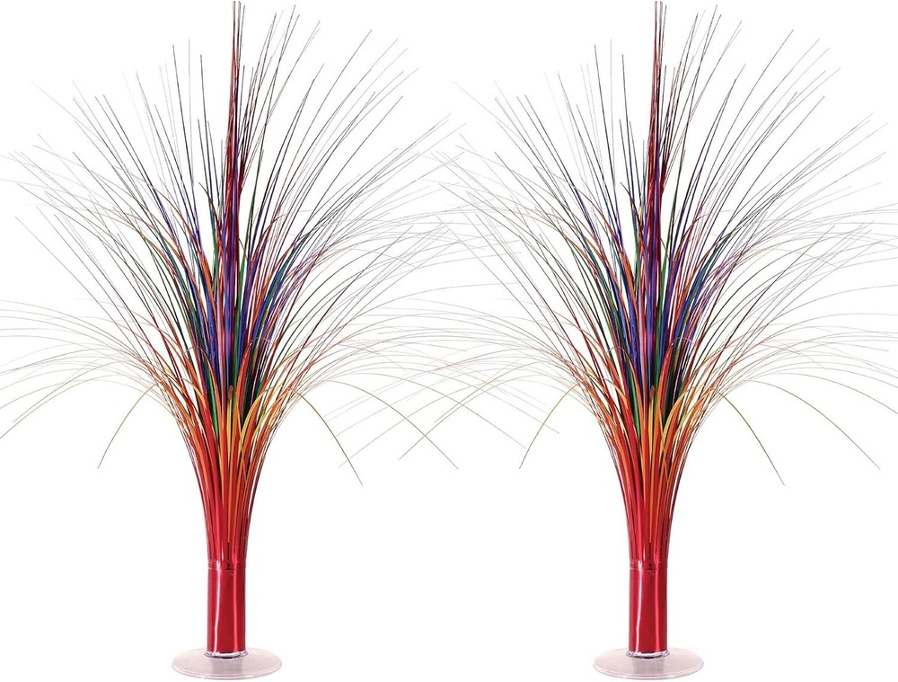 2-Pack Metallic Spray Centerpiece, Rainbow Multicolor Decoration for Birthday