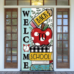 Welcome Back to School Decorations First Day of School Door Cover for Classroom