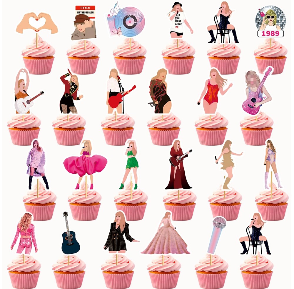 24pcs Popular Happy Cupcake Toppers, In My Era Cupcake Toppers, Super Star Pa…