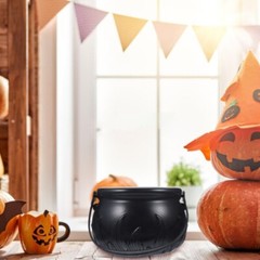 Halloween Cauldron Cast Black Cauldron Kettle Candy Bowl Iron Witches Wizard