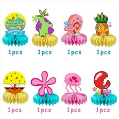 8Pcs Cartoon Sponge Honeycomb Table Centerpiece,Birthday Party Supplies Table…