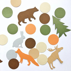 100PCS Woodland Confetti, Forest Animals Party Decor, Woodland Baby Shower, Boy