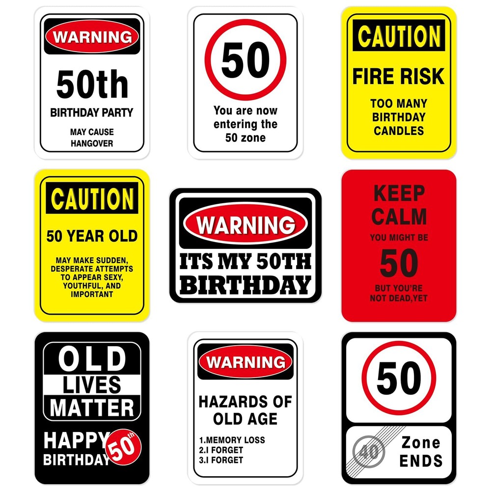 50Th Birthday Party Decorations – 9PCS Wall Signs Funny Tags for 50 Years Old
