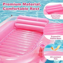 Inflatable Tanning Pool, Flamingo Tanning Float with Cup Holders, Pool Floats…