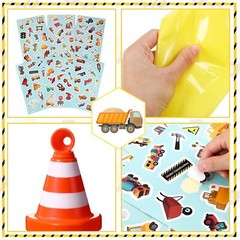 62 Piece Construction Birthday Party Supplies Set Kids Construction Dress Up Set