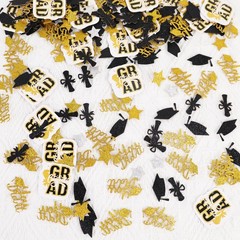 200 PCS Glitter Gold Black Graduation Confetti Class Of 2026 Table Decor
