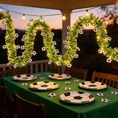 19.7Ft Soccer Garland with Lights,2026 Global Soccer Championship Decor,Shiny…