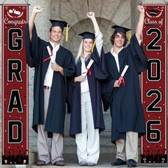 Graduation Decorations 2026 – Maroon Congrats Grad Porch Banner for Gradua