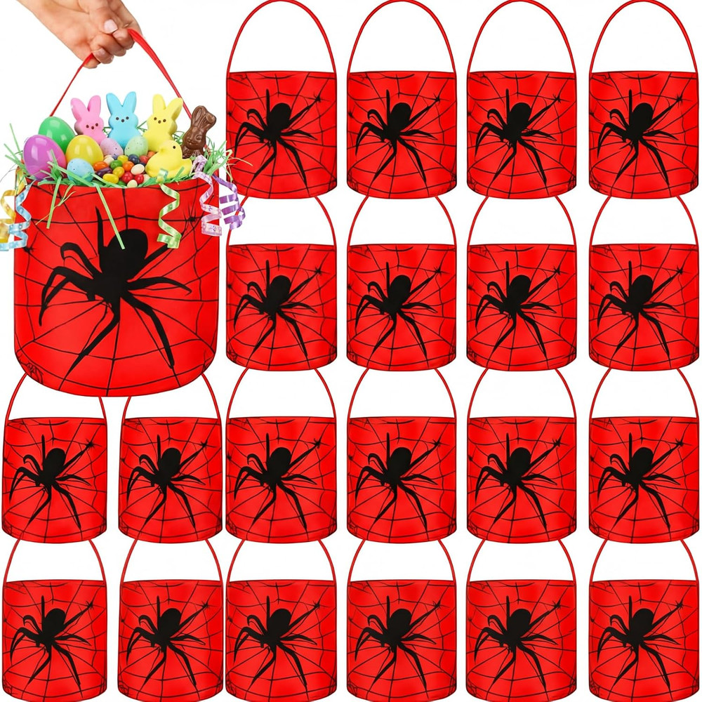 24 Pcs Halloween Spiderweb Buckets Bulk Spiderweb Birthday Party Decoration Fabr