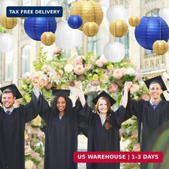 21 Pcs Navy Blue Paper Lanterns Party Decorations, 4/6/8/10 Inch Round Chinese H