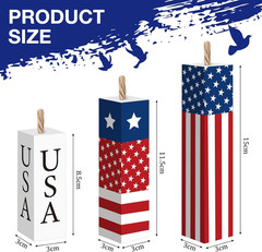 3 Pcs 4th of July Decorations Set Wooden Patriotic Table Centerpieces Independen