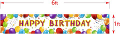 6 Ft Colorf Happy Birthday Balloon Banner for Outdoor Party Decor Photo Backdrop