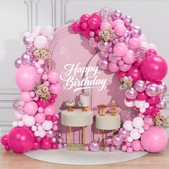 Kit de arco de guirnalda de globos rosas de diferentes tamaños, rosa fucsia.