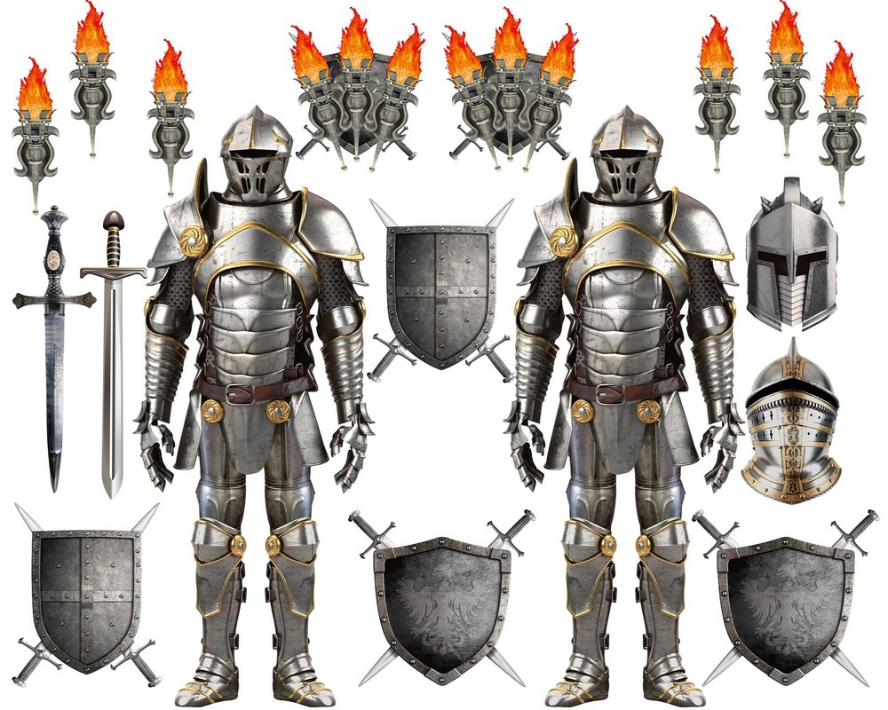 30 Pieces Medieval Party Decorations 6 Feet Jointed Suit of Armor Knight Cut Out