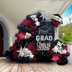 Purple Graduation Decorations 2026 Set of 4 GRAD Balloon Boxes with Balloon Arch