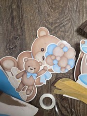 We Can Bearly Wait Baby Boy Brown Blue Shower Party Decor Banner Cake ToppersSet