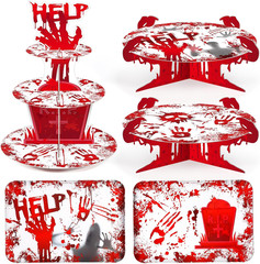 Sliner 5 PCS Halloween Party Decorations Bloody Cupcake Stand Bloody Handprint C